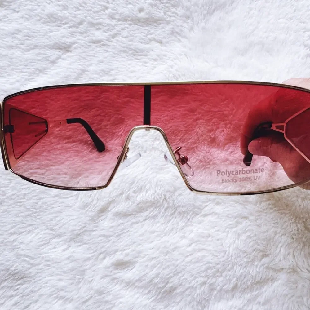 Shane Clear Red Wrap-Around Sunglasses